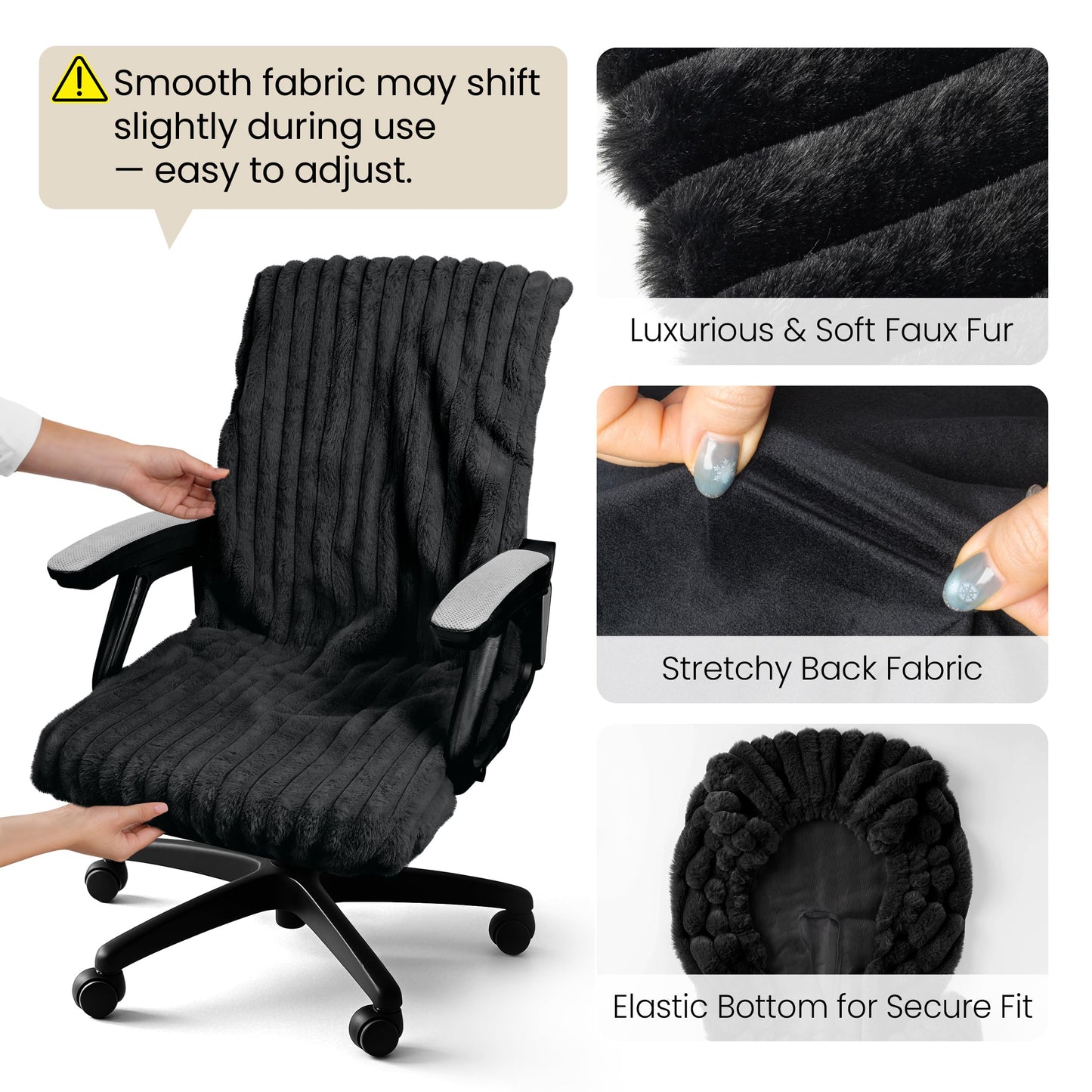 Faux Fur Office Chair Cover with Zipper, Desk Chair Slipcover Pink | Soft Breathable Faux Fur Office Chair Cover with Zipper, Removable Washable Cover for Home & Office, Fits Desk Chair/Armchair