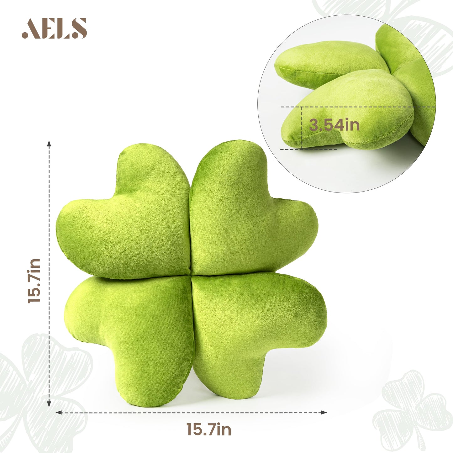 AELS Shamrock Pillow, St. Patrick's Day Decorative Throw Pillow, 15.7" Corduroy Striped Cute Cushion for Living Room & Bedroom, Perfect for Holiday Home Decor, Irish Green