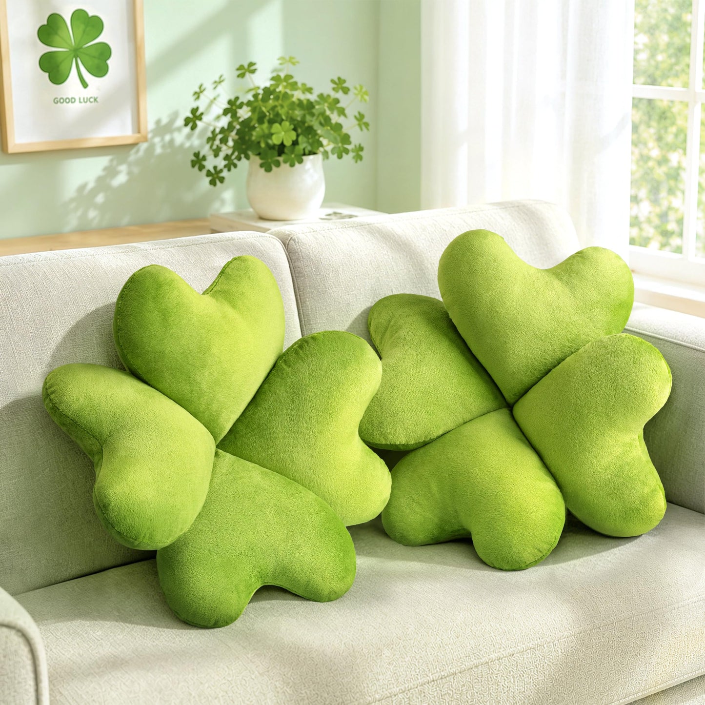 AELS Shamrock Pillow, St. Patrick's Day Decorative Throw Pillow, 15.7" Corduroy Striped Cute Cushion for Living Room & Bedroom, Perfect for Holiday Home Decor, Irish Green