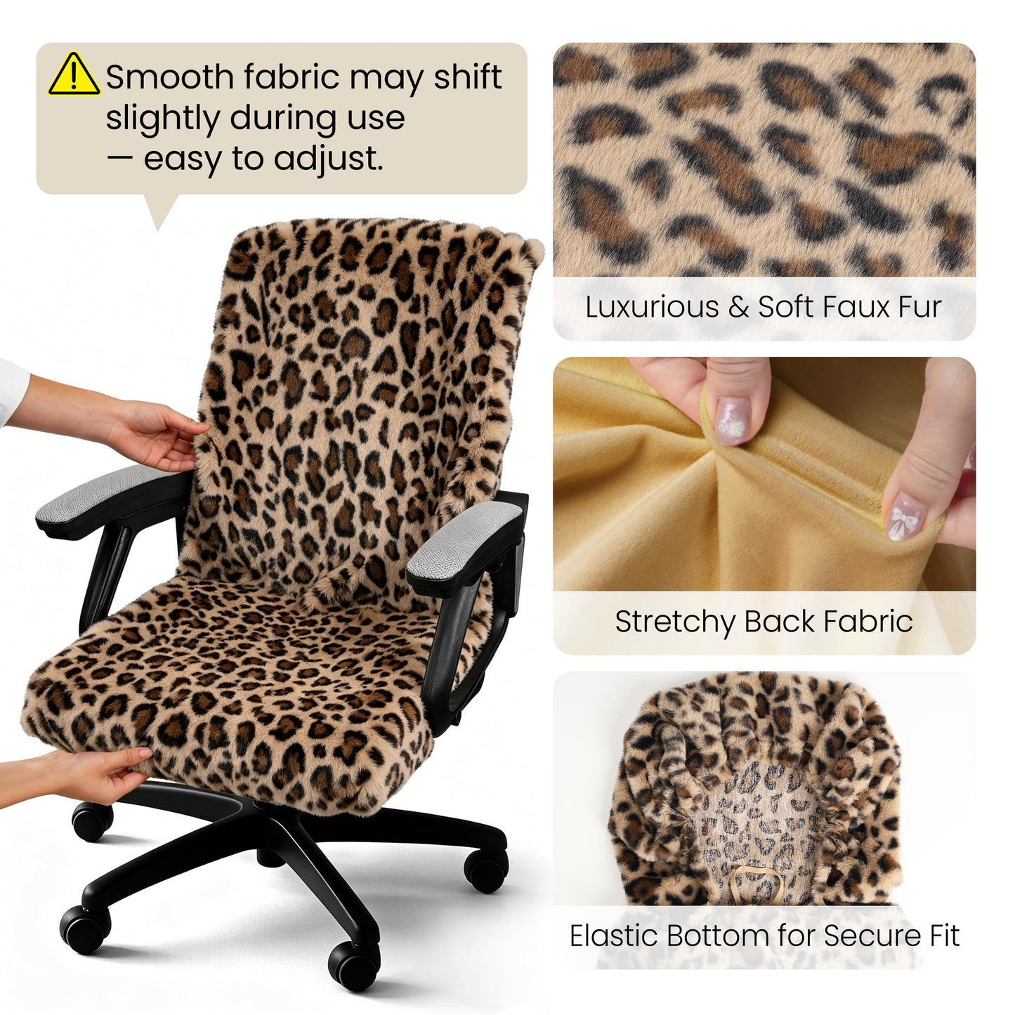 Faux Fur Office Chair Cover with Zipper, Desk Chair Slipcover Pink | Soft Breathable Faux Fur Office Chair Cover with Zipper, Removable Washable Cover for Home & Office, Fits Desk Chair/Armchair