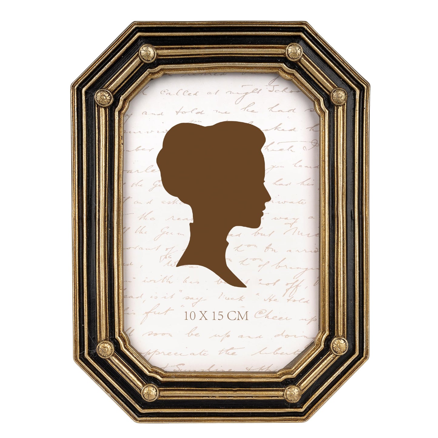 AELS 4x6 Inch Vintage Octagon Picture Frame, Elegant Antique Photo Frames with Glass Front, Photo Display, Tabletop Wall Hanging, Gift Ideas, Gold and Black Polygon
