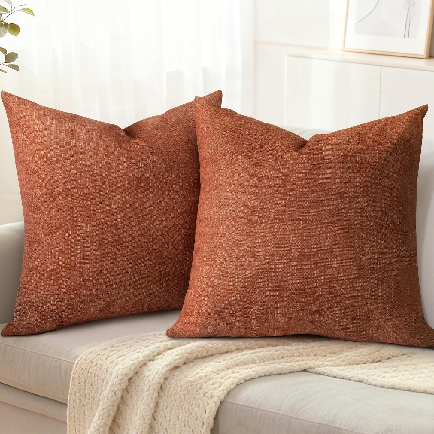 AELS Decorative Throw Pillow Covers 16x16, Set of 2, Soft Textured Look Printed Pillow Case, Modern Farmhouse Cushion Case for Bed Couch Sofa, Mustard Yellow (Covers Only)