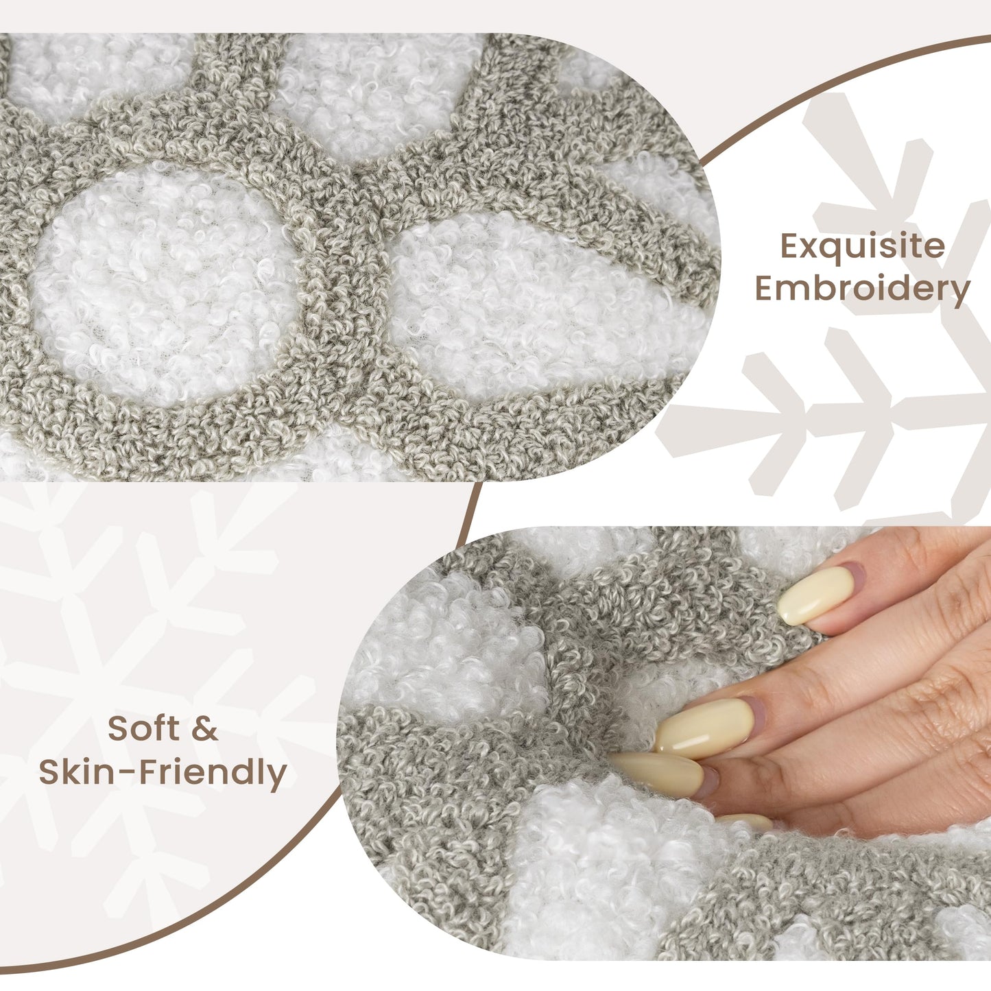 AELS 21.6 Inches 3D Snowflake Christmas Decorative Throw Pillow, Cute Winter Faux Fur Plush Throw Pillow, Living Room Bedroom Nursery Decor, White Christmas Decoration, Snow White