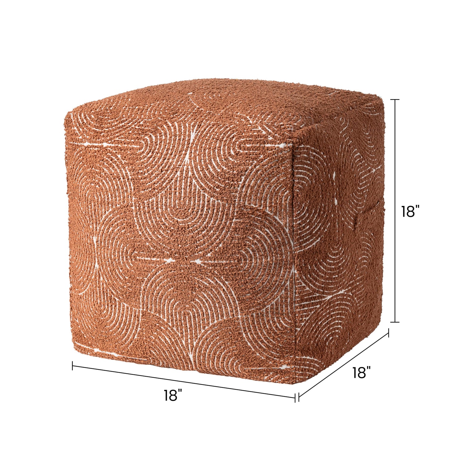 AELS Unstuffed Boho Textured Pouf Cover, Organic Modern Mid Century Rainbow Tufted Storage Bean Bag Cubes, Farmhouse Square Ottoman Pouf Foot Rest Footstool, 18"x18"x18", Cover ONLY, Burnt Orange