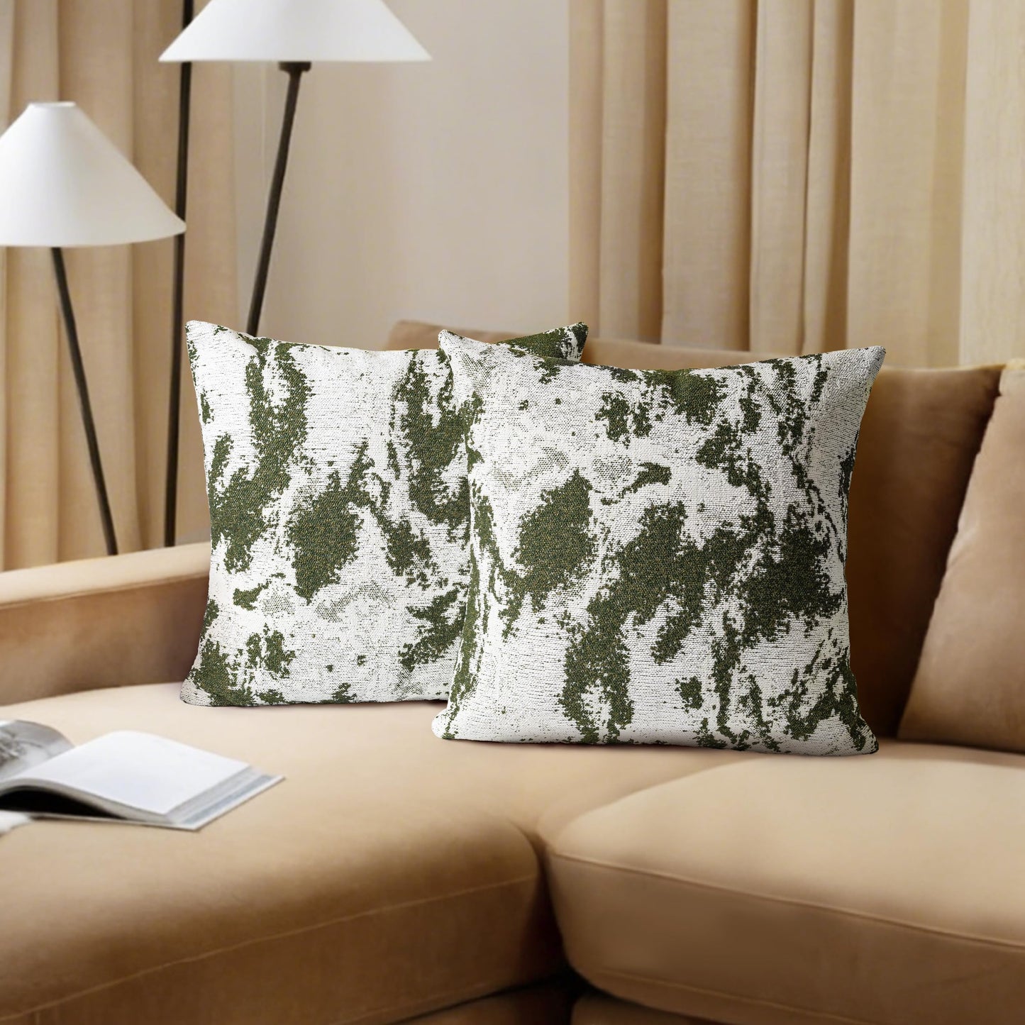 AELS Decorative Throw Pillow Covers 18x18, Set of 2, Abstract Jacquard Textured Pillow Case, Modern Cushion Case for Bed Couch Sofa, Ombre Gray (Covers Only)