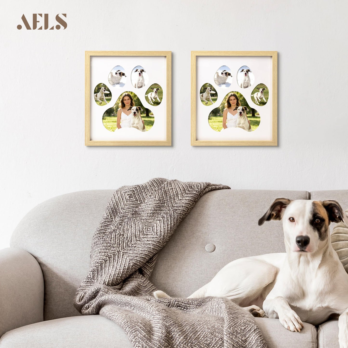 AELS Dog Paw Print Photo Collage Frame, Holds 5 Pictures of Pets & Owners, Ideal Gift for Dog Lovers Moms & Dads, Black Pet Memorial Keepsake and Wall Décor, 10.24" x 11.4"