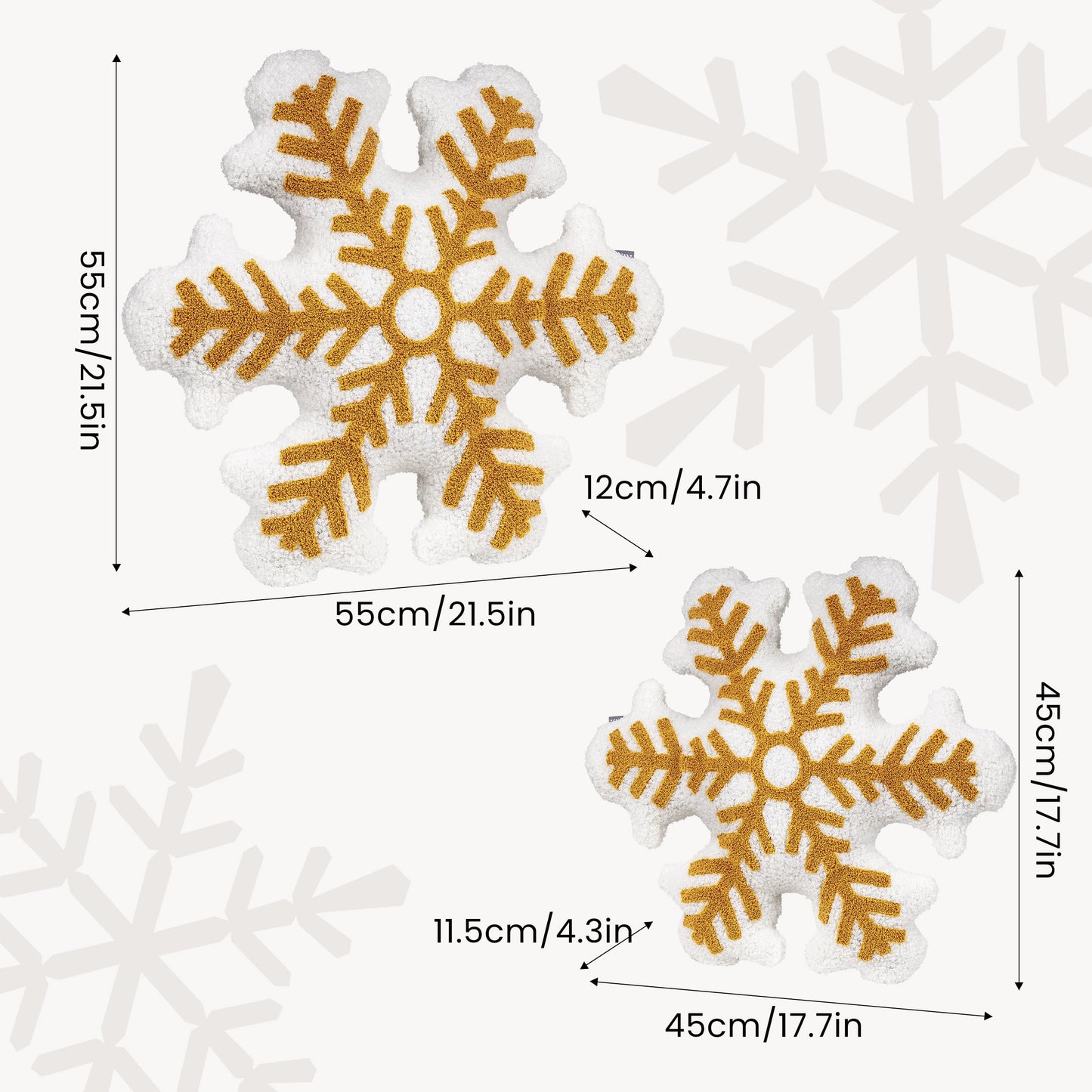 AELS 21.6 Inches 3D Snowflake Christmas Decorative Throw Pillow, Cute Winter Faux Fur Plush Throw Pillow, Living Room Bedroom Nursery Decor, White Christmas Decoration, Snow White
