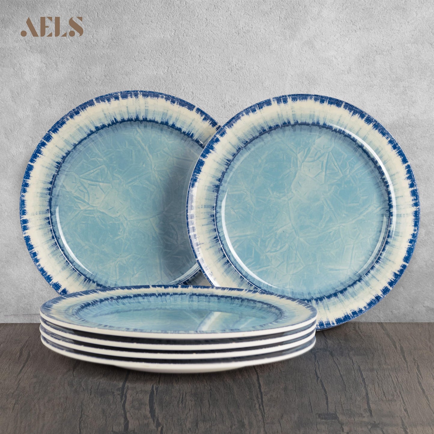 AELS Melamine Dinnerware Set of 12 Pcs Dinner Dishes Set for Indoor and Outdoor Use, Dishwasher Safe, Lightweight Unbreakable, BPA Free, Light Blue
