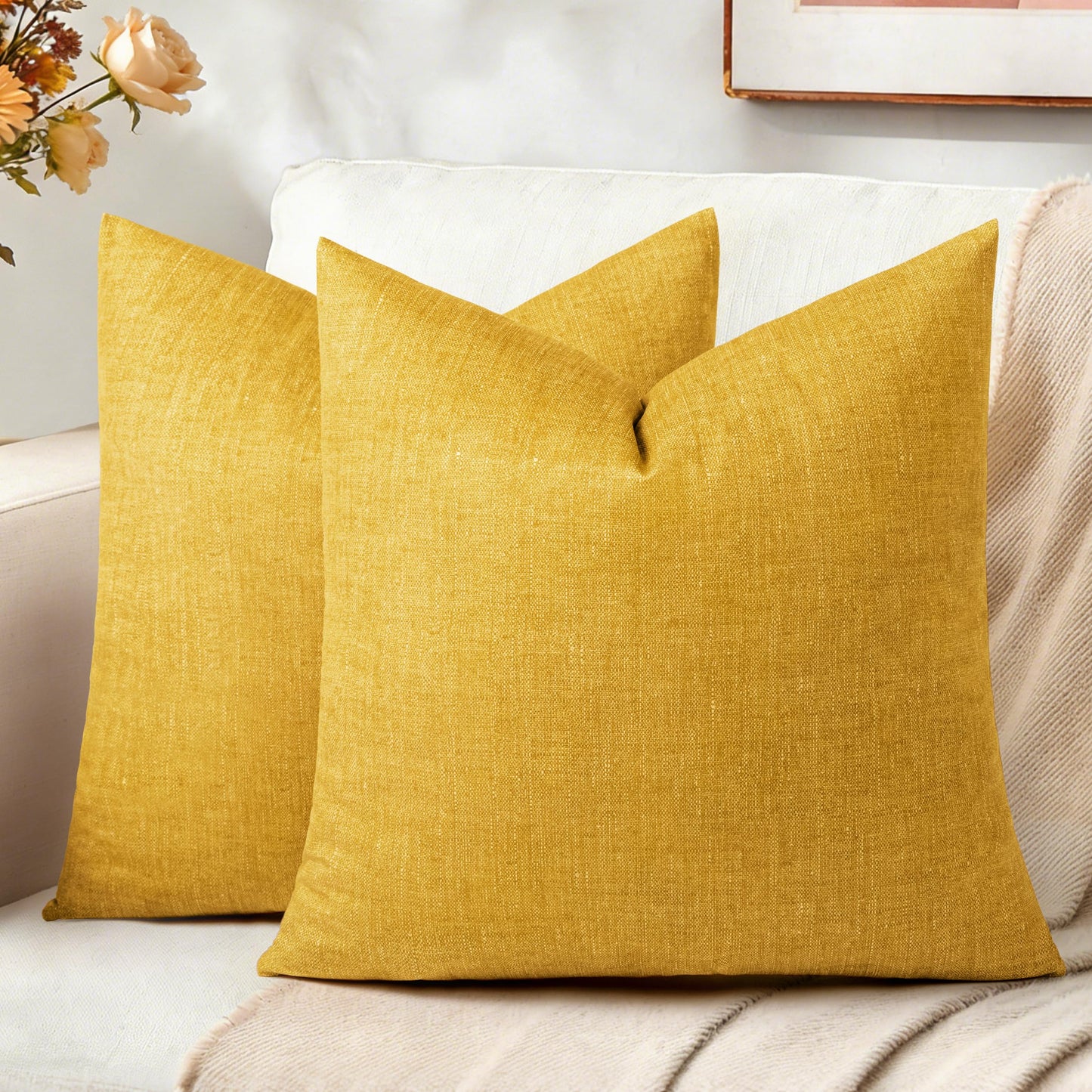 AELS Decorative Throw Pillow Covers 16x16, Set of 2, Soft Textured Look Printed Pillow Case, Modern Farmhouse Cushion Case for Bed Couch Sofa, Light Olive Green (Covers Only)
