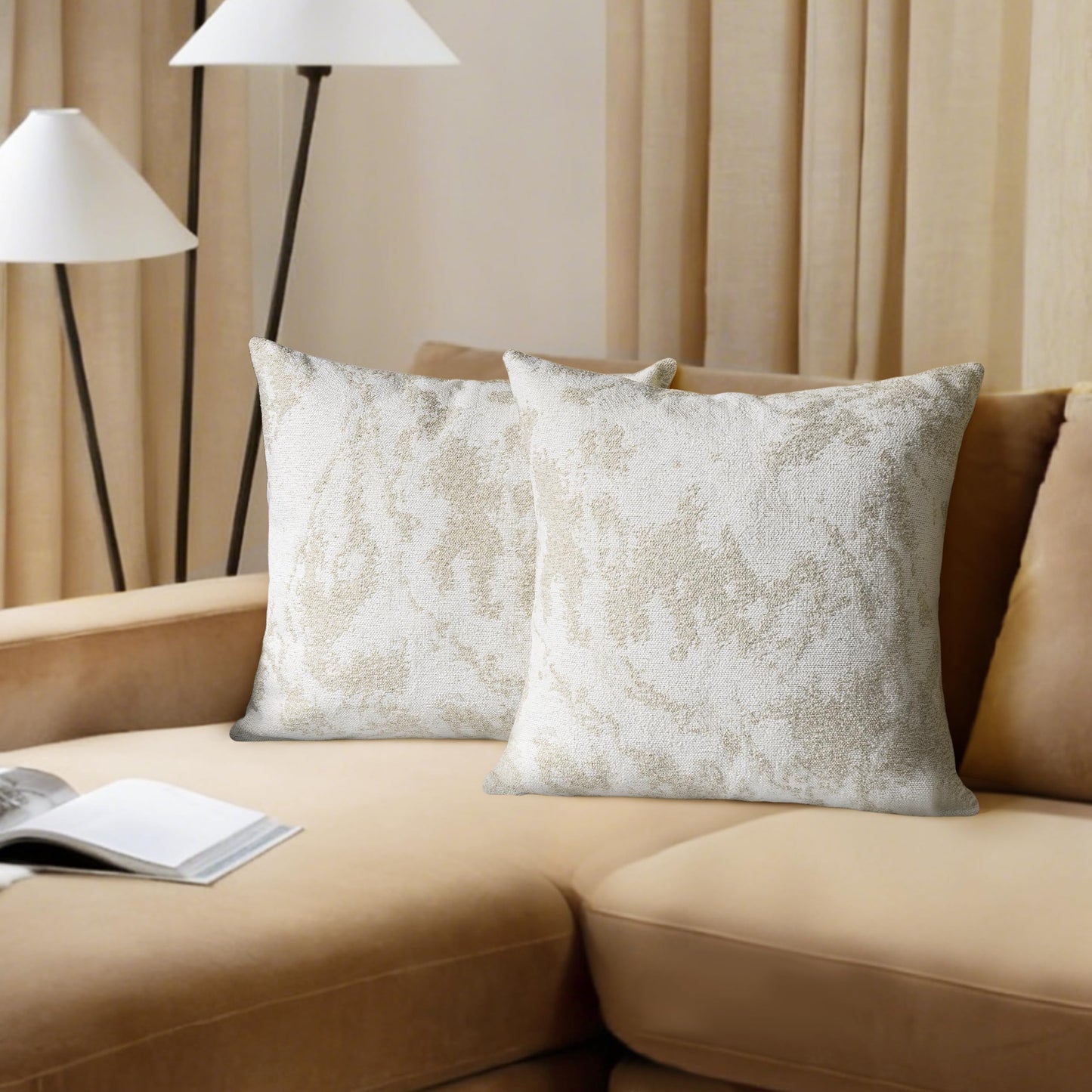 AELS Decorative Throw Pillow Covers 18x18, Set of 2, Abstract Jacquard Textured Pillow Case, Modern Cushion Case for Bed Couch Sofa, Ombre Gray (Covers Only)
