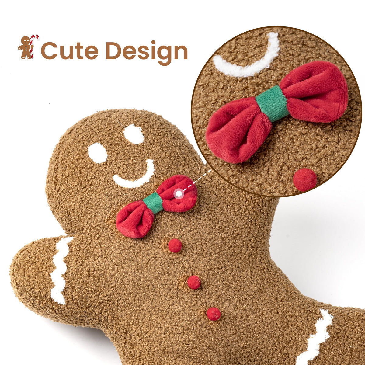 AELS Gingerbread Man Christmas Tree Pillow, 16.1" & 15.7" Set of 2