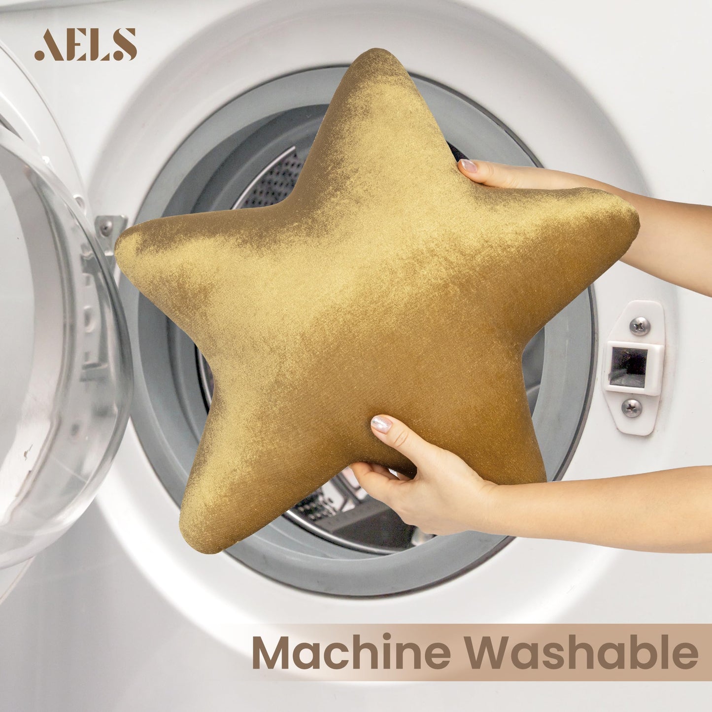 AELS Star Pillow - 19.6" Soft Velvet Star Shaped Decorative Throw Pillow for Couch, Bed, Living Room, Nursery, Home Decor Gift for Christmas, Birthday, Baby Shower, Gold