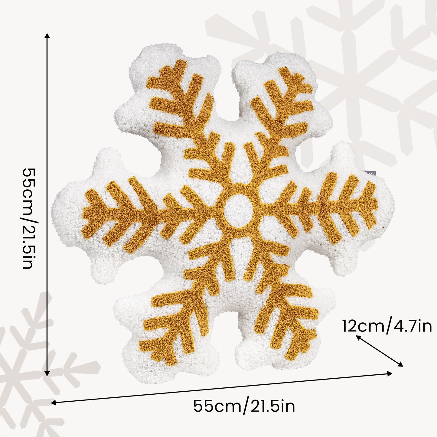 AELS 21.6 Inches 3D Snowflake Christmas Decorative Throw Pillow, Cute Winter Faux Fur Plush Throw Pillow, Living Room Bedroom Nursery Decor, White Christmas Decoration, Snow White