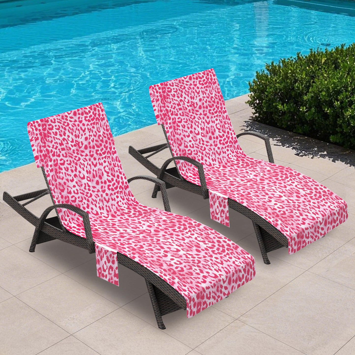 Lounge Chair Towel Cover, Pack of 2 - Microfiber Beach Towels with Pockets, Fits Outdoor Garden Beach Hotel Pool Chairs, Non-Slip & Portable Design, 85" X 30", Ombre Blue Stripes