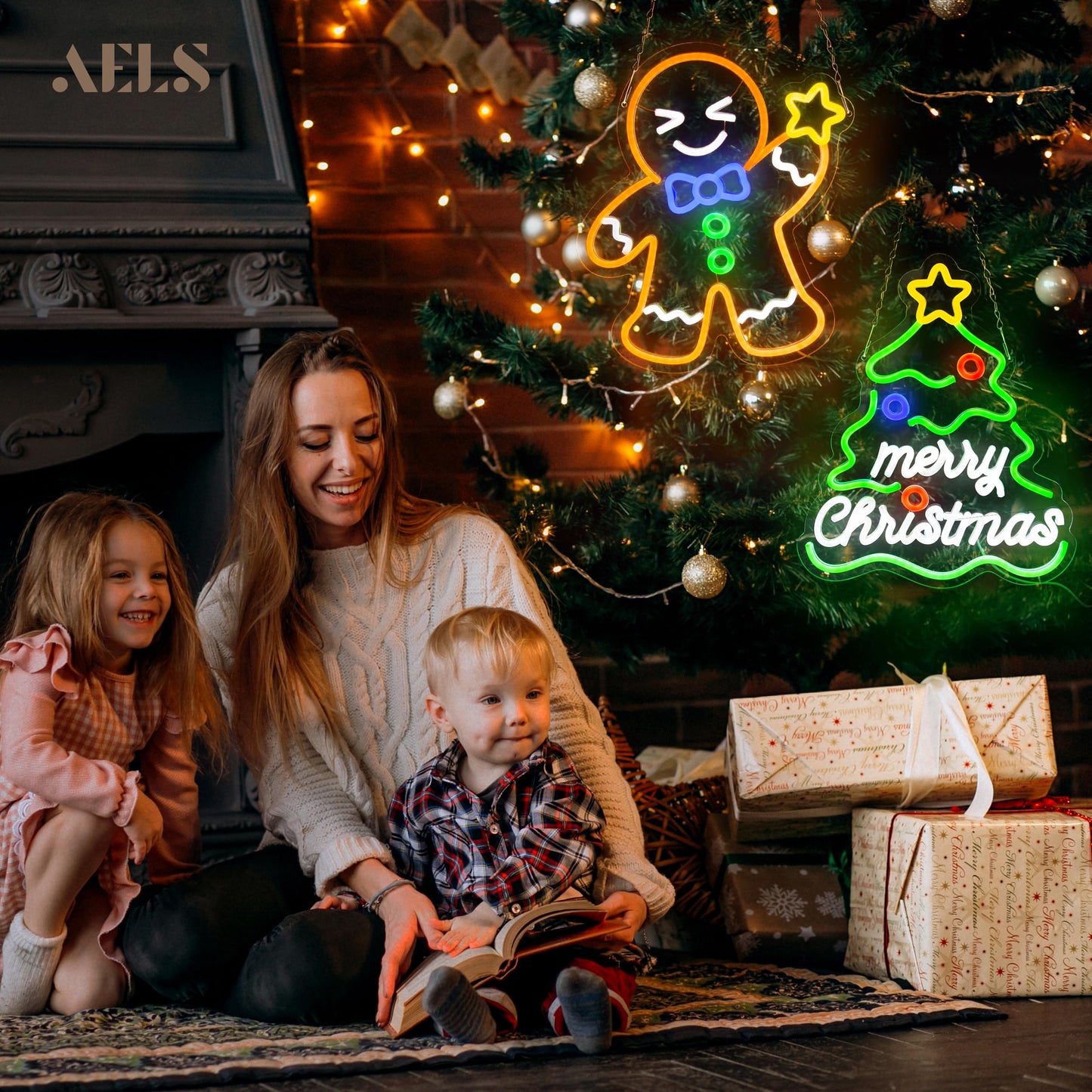 AELS 13.3" Snowflake Christmas LED Neon Sign, Dimmable USB Powered Holiday Decor for Window Wall Tree Bar & Party, Christmas Home Decor