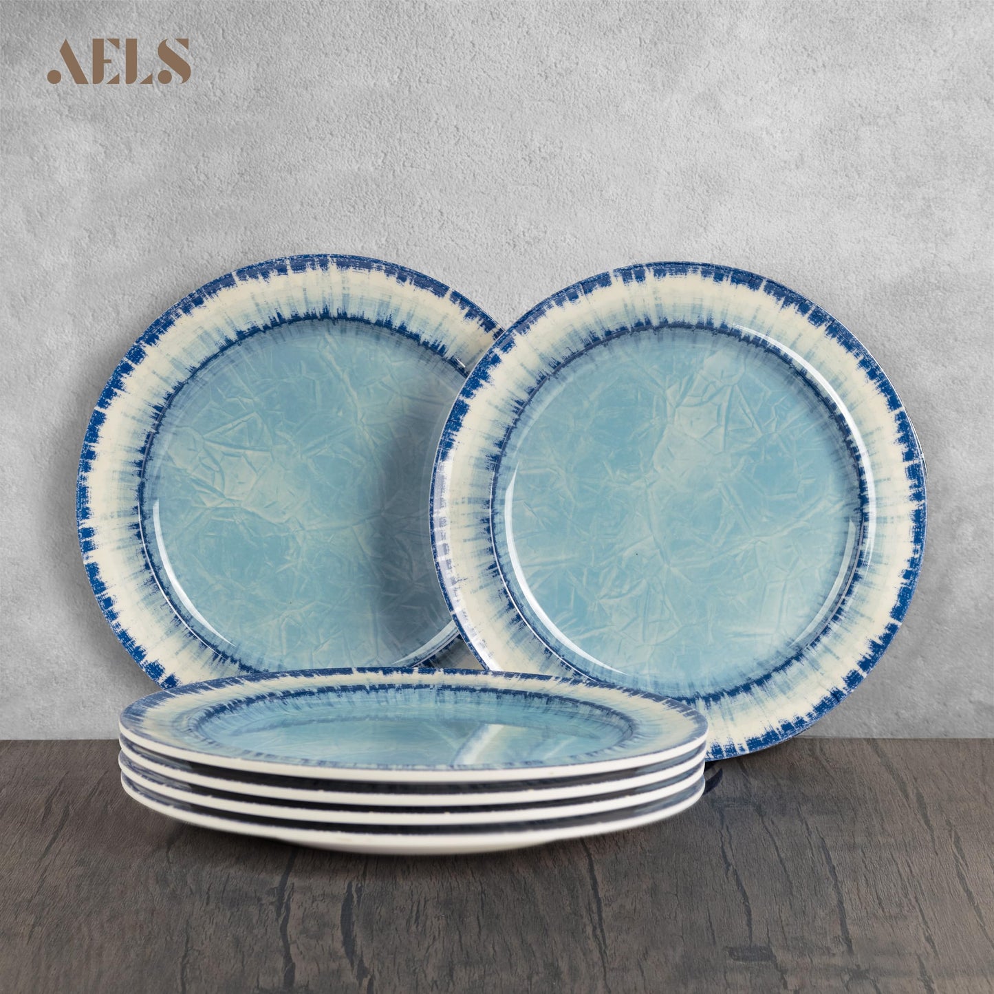 AELS Melamine Dinnerware Set of 12 Pcs Dinner Dishes Set for Indoor and Outdoor Use, Dishwasher Safe, Lightweight Unbreakable, BPA Free, Light Blue