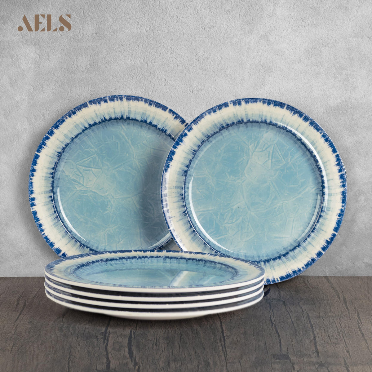 AELS Melamine Dinnerware Set of 18 Pcs Dinner Dishes Set, Lightweight Unbreakable for Indoor and Outdoor Use, BPA Free, Dishwasher Safe, Light Blue