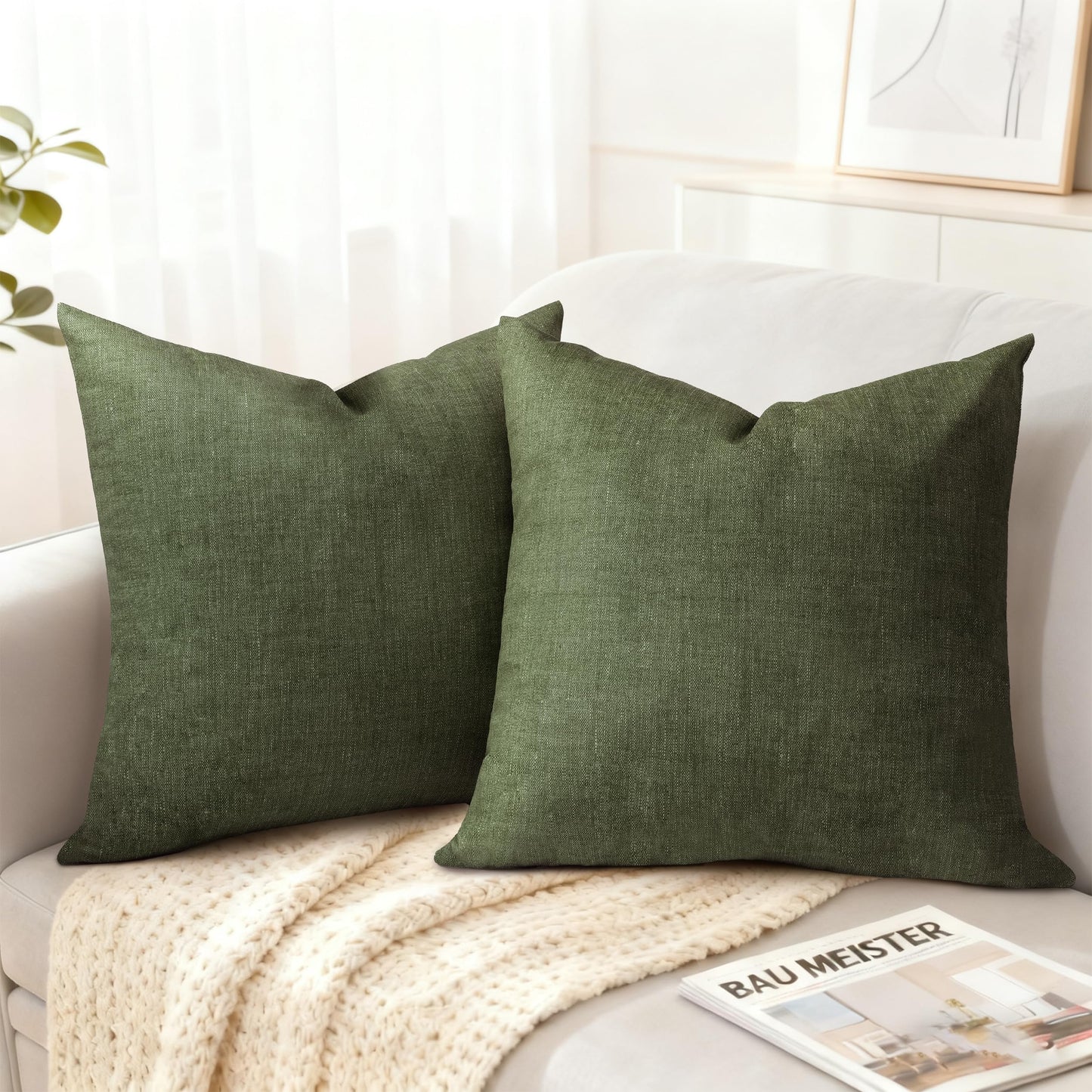 AELS Decorative Throw Pillow Covers 16x16, Set of 2, Soft Textured Look Printed Pillow Case, Modern Farmhouse Cushion Case for Bed Couch Sofa, Mustard Yellow (Covers Only)