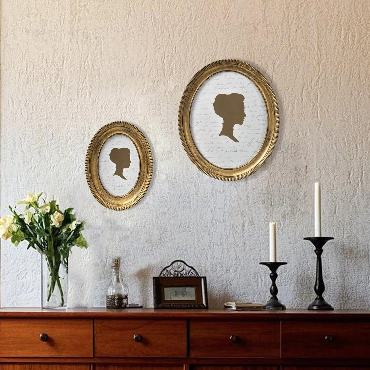 AELS 5x7 Inch Vintage Oval Picture Frame, Elegant Antique Ridged Design Photo Frames with Glass Front, Photo Display, Tabletop Wall Hanging, Gift Ideas, Distressed Bronze