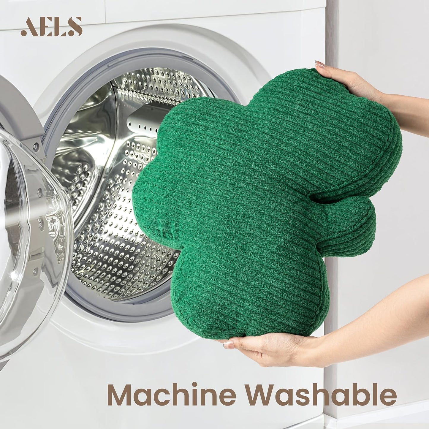 AELS Shamrock Pillow, St. Patrick's Day Decorative Throw Pillow, 15.7" Corduroy Striped Cute Cushion for Living Room & Bedroom, Perfect for Holiday Home Decor, Irish Green