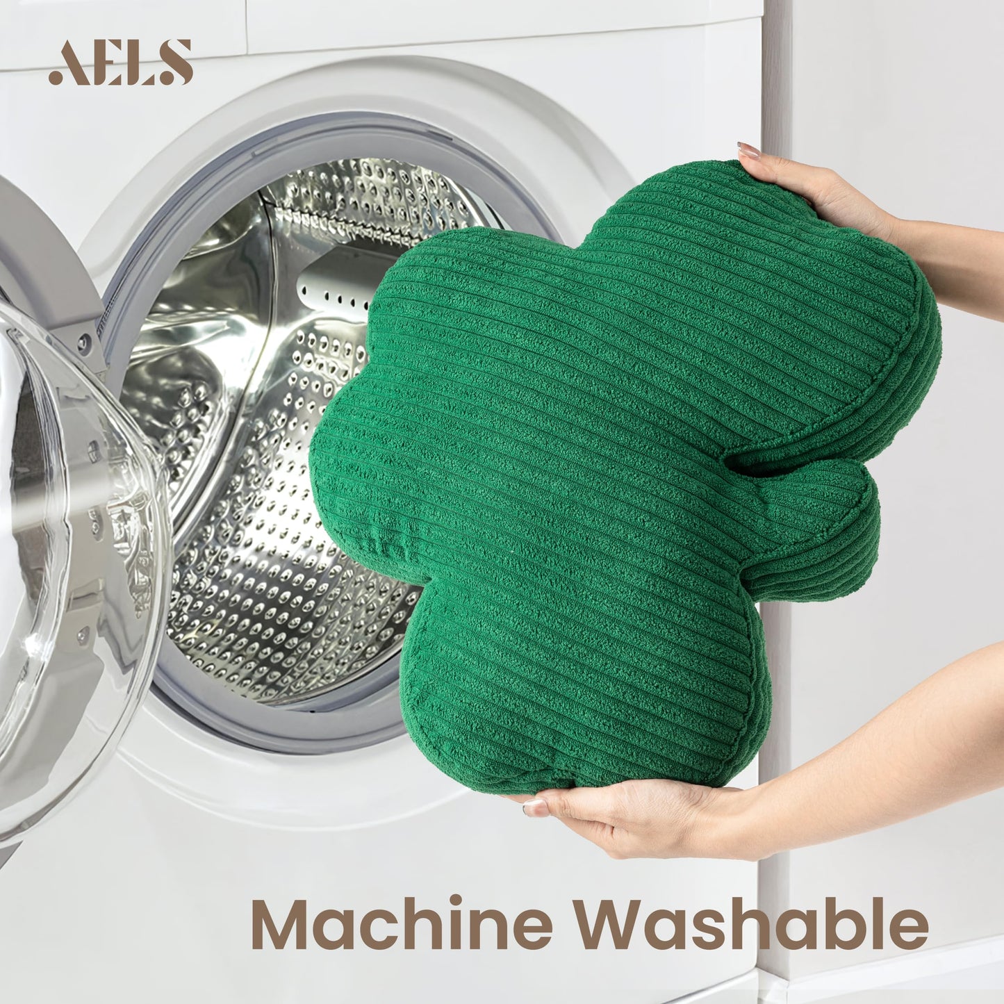 AELS Shamrock Pillow, St. Patrick's Day Decorative Throw Pillow, 15.7" Corduroy Striped Cute Cushion for Living Room & Bedroom, Perfect for Holiday Home Decor, Irish Green