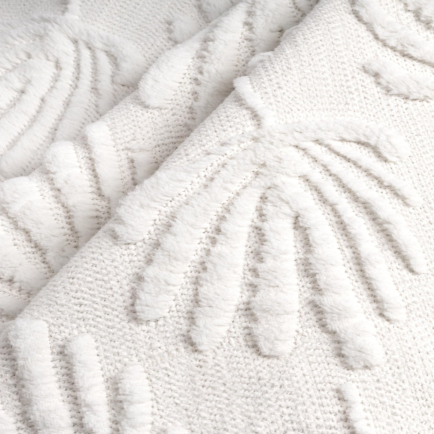AELS Decorative Throw Pillow Covers 20x20, Set of 2, Modern Farmhouse Fan Palm Leaves Soft Plush Couch Pillow Case for Bed Couch Sofa, Cream White (Covers Only)