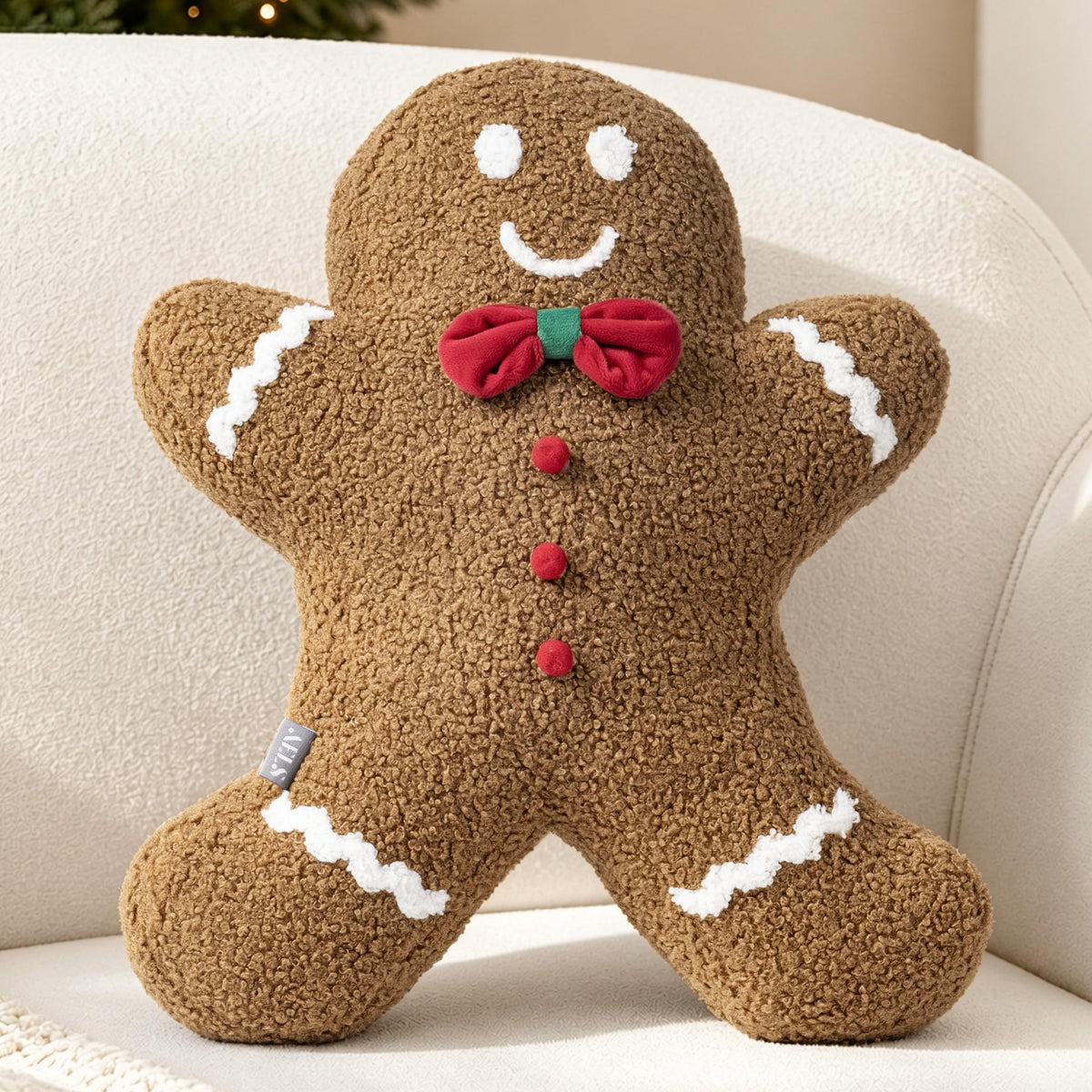 AELS Gingerbread Man Christmas Tree Pillow, 16.1" & 15.7" Set of 2