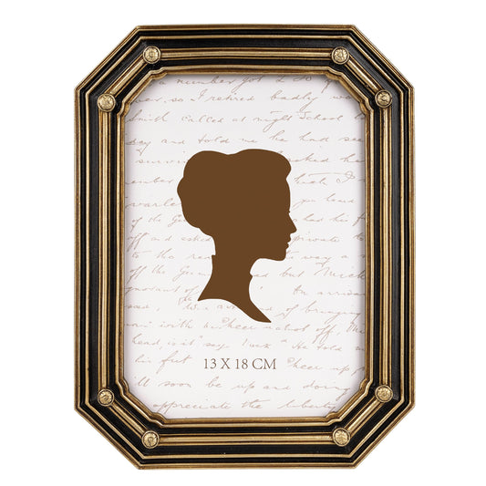 AELS 4x6 Inch Vintage Octagon Picture Frame, Elegant Antique Photo Frames with Glass Front, Photo Display, Tabletop Wall Hanging, Gift Ideas, Gold and Black Polygon
