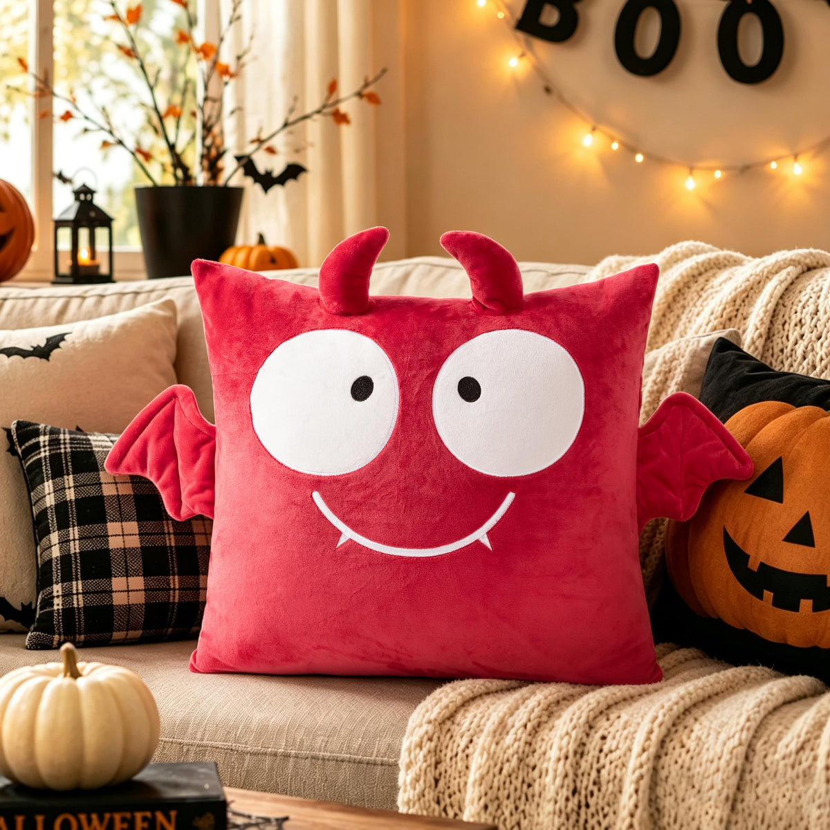 AELS Halloween Monster Pillow Covers 18x18 Inch Set of 2, Red