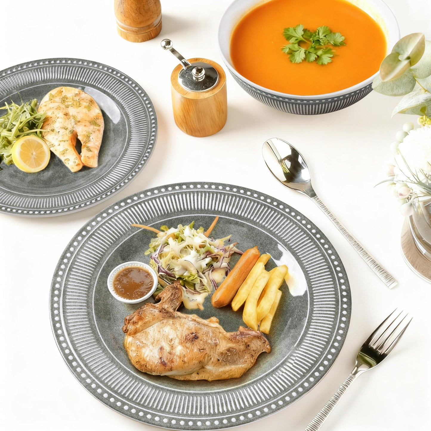 Melamine Dinnerware Set of 12 Pcs, Dinner Dishes Set for Indoor and Outdoor Use, Melamine Plates and Bowls Set for 4, Dishwasher Safe, Lightweight Unbreakable, BPA Free, Blue