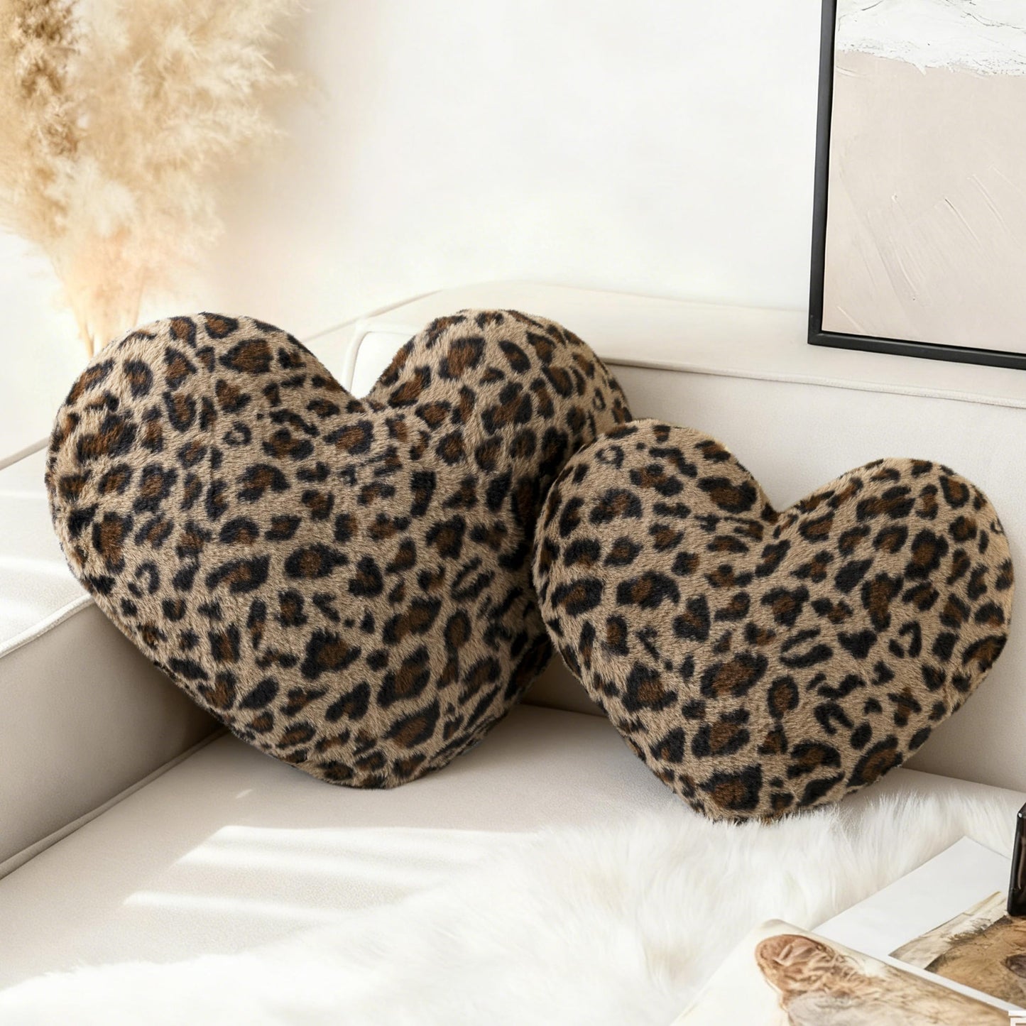 AELS Heart Shaped Pillow, 20 Inches Heart Decorative Throw Pillows, Faux Fur Love Cute Pillows, Valentines Day Decorations, Wedding Decor, Living Room Bedroom Nursery Decor, White