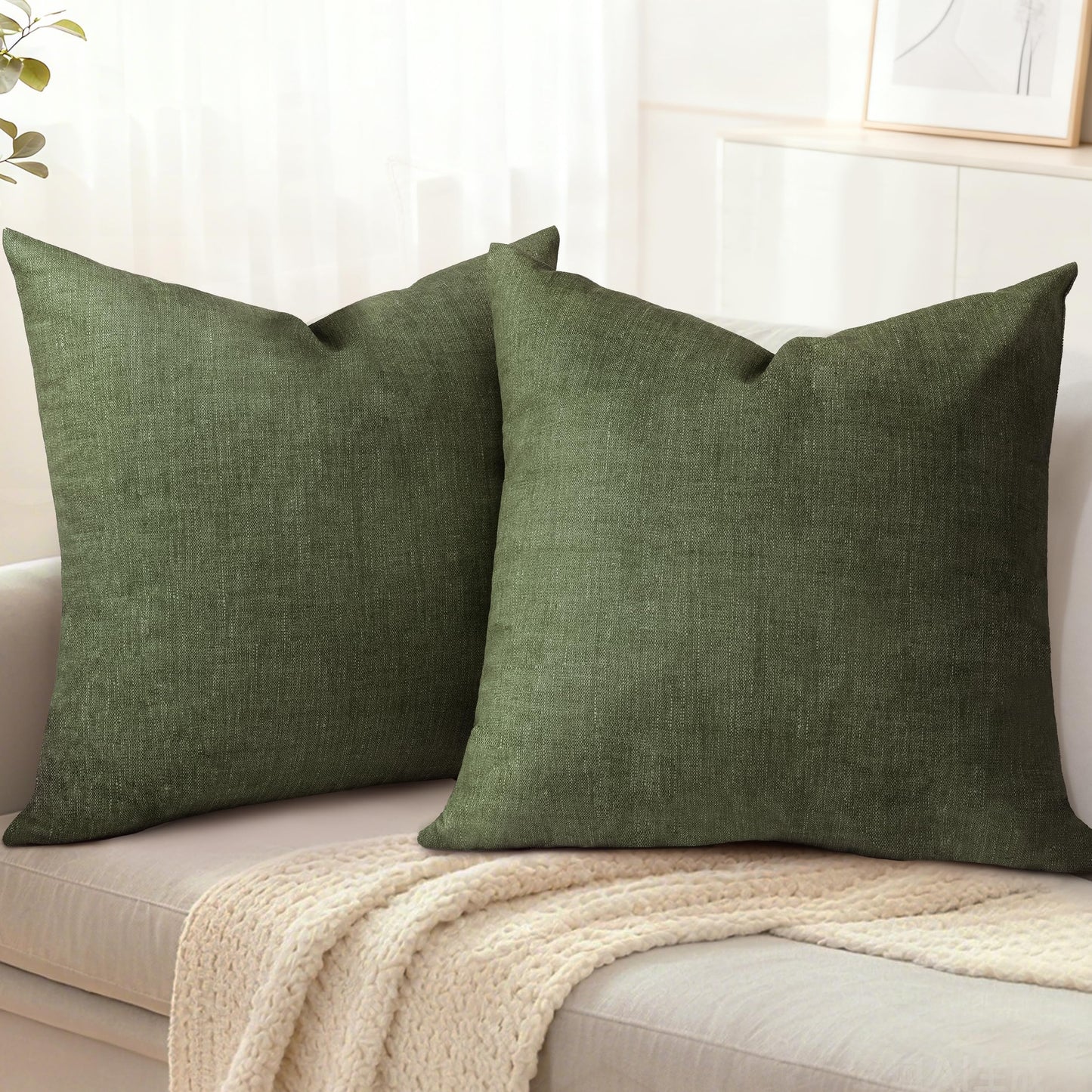 AELS Decorative Throw Pillow Covers 16x16, Set of 2, Soft Textured Look Printed Pillow Case, Modern Farmhouse Cushion Case for Bed Couch Sofa, Mustard Yellow (Covers Only)