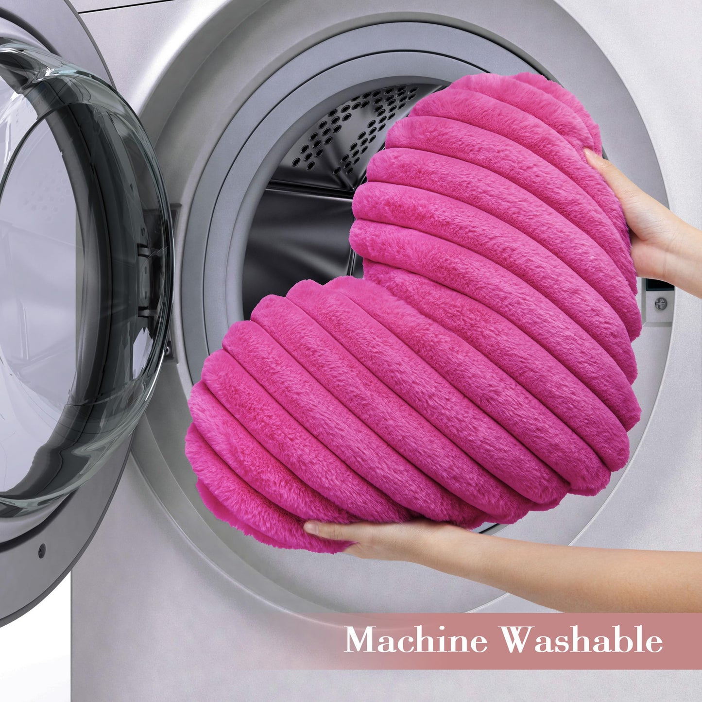 AELS Heart Shaped Pillow, 20 Inches Heart Decorative Throw Pillows, Faux Fur Love Cute Pillows, Valentines Day Decorations, Wedding Decor, Living Room Bedroom Nursery Decor, White