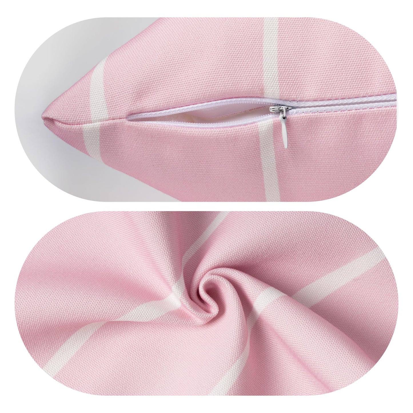 AELS Pink Bow Striped Decorative Valentine Throw Pillow Covers 18x18, Set of 2, Bowknot Pillow Case, Cute Cushion Case for Bed Couch Sofa, Pink and White Stripes, Covers Only
