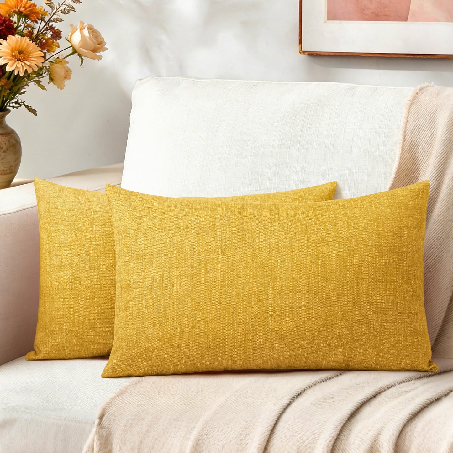 AELS Decorative Throw Pillow Covers 16x16, Set of 2, Soft Textured Look Printed Pillow Case, Modern Farmhouse Cushion Case for Bed Couch Sofa, Light Olive Green (Covers Only)