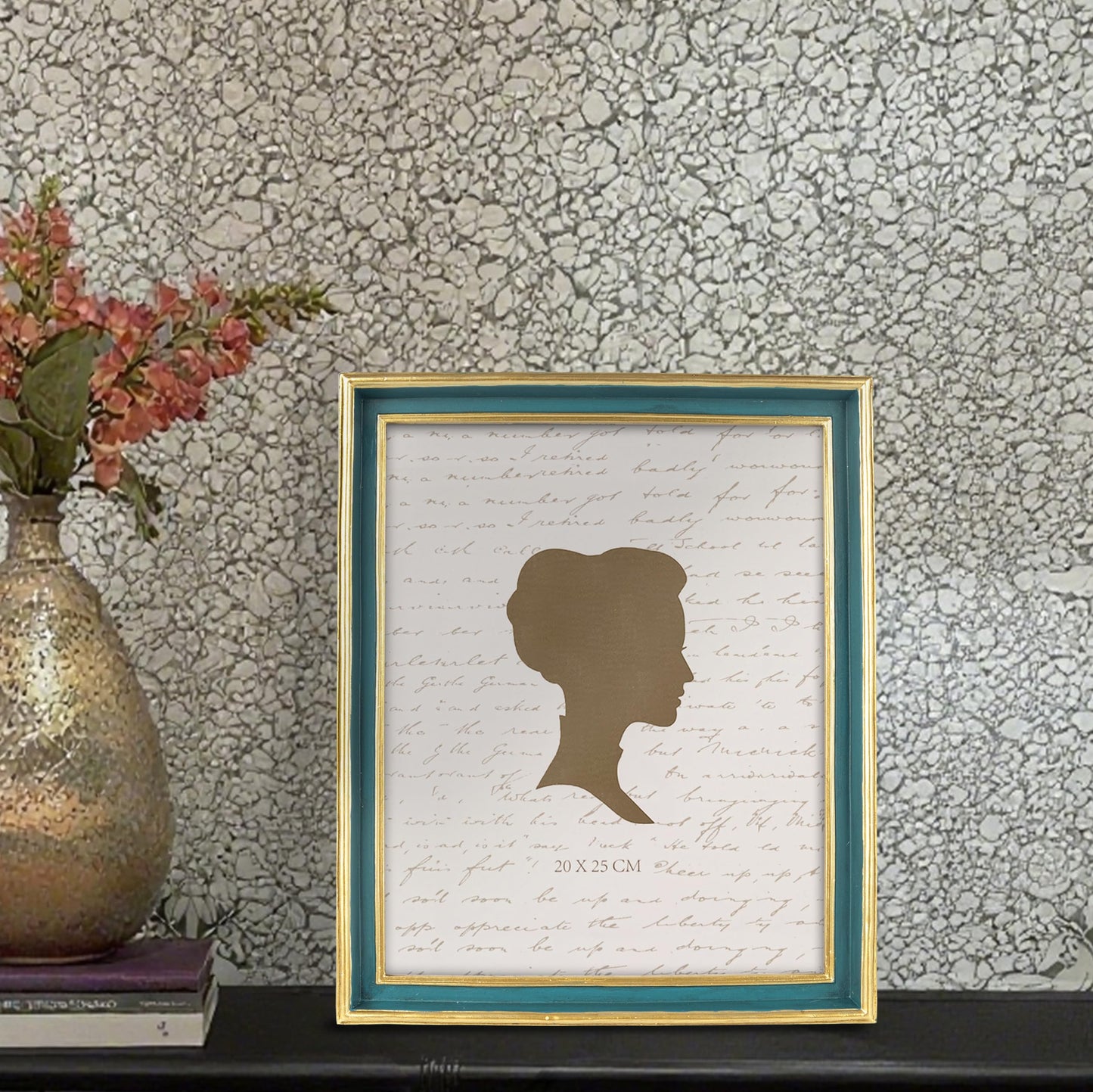 AELS 8x10 Inch Vintage Picture Frame, Elegant Antique Photo Frames with Glass Front, Photo Display, Tabletop Wall Hanging, Gift Ideas, Teal Blue with Gold Trim