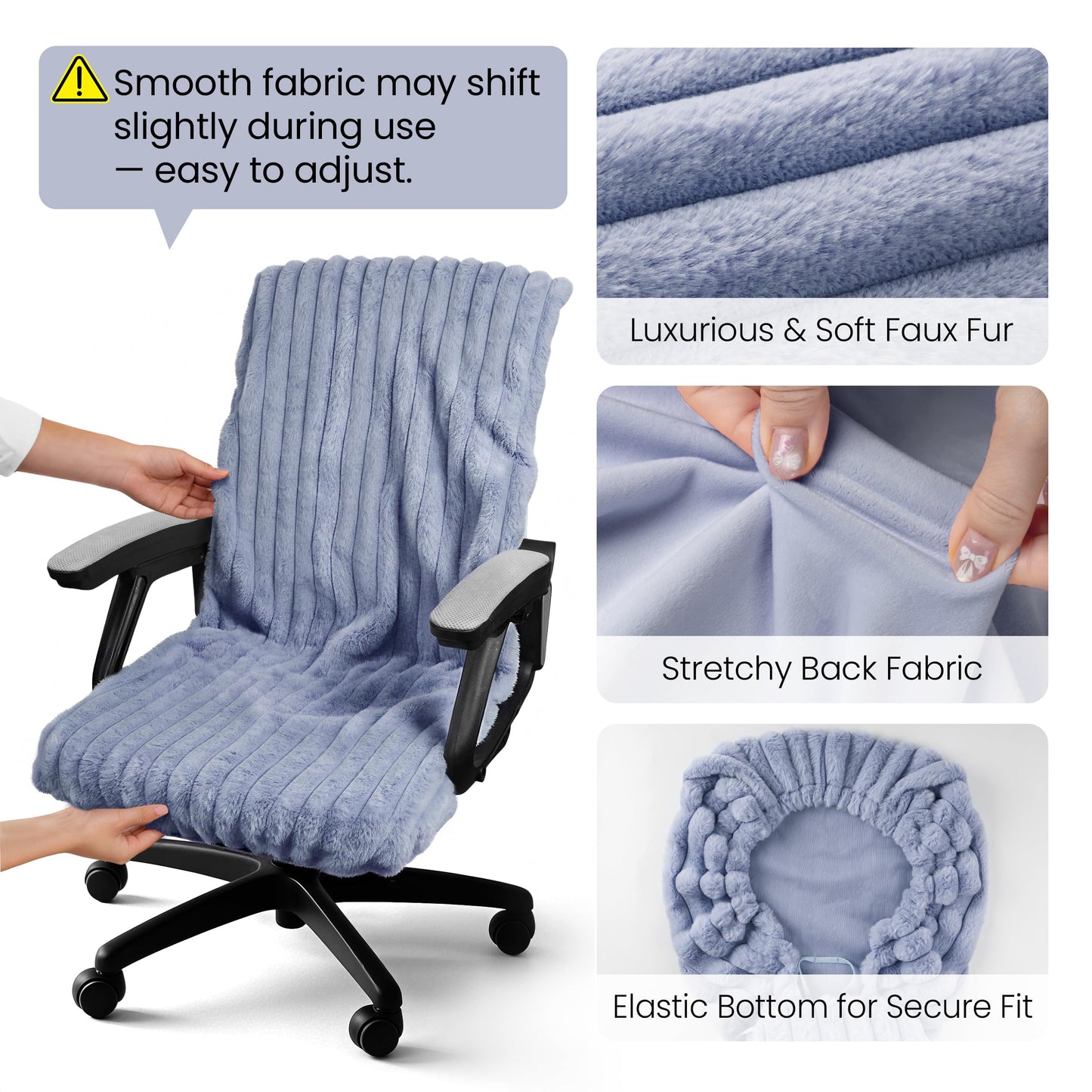 Faux Fur Office Chair Cover with Zipper, Desk Chair Slipcover Pink | Soft Breathable Faux Fur Office Chair Cover with Zipper, Removable Washable Cover for Home & Office, Fits Desk Chair/Armchair