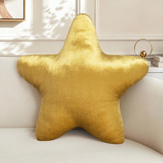 AELS Star Pillow - 19.6" Soft Velvet Star Shaped Decorative Throw Pillow for Couch, Bed, Living Room, Nursery, Home Decor Gift for Christmas, Birthday, Baby Shower, Gold