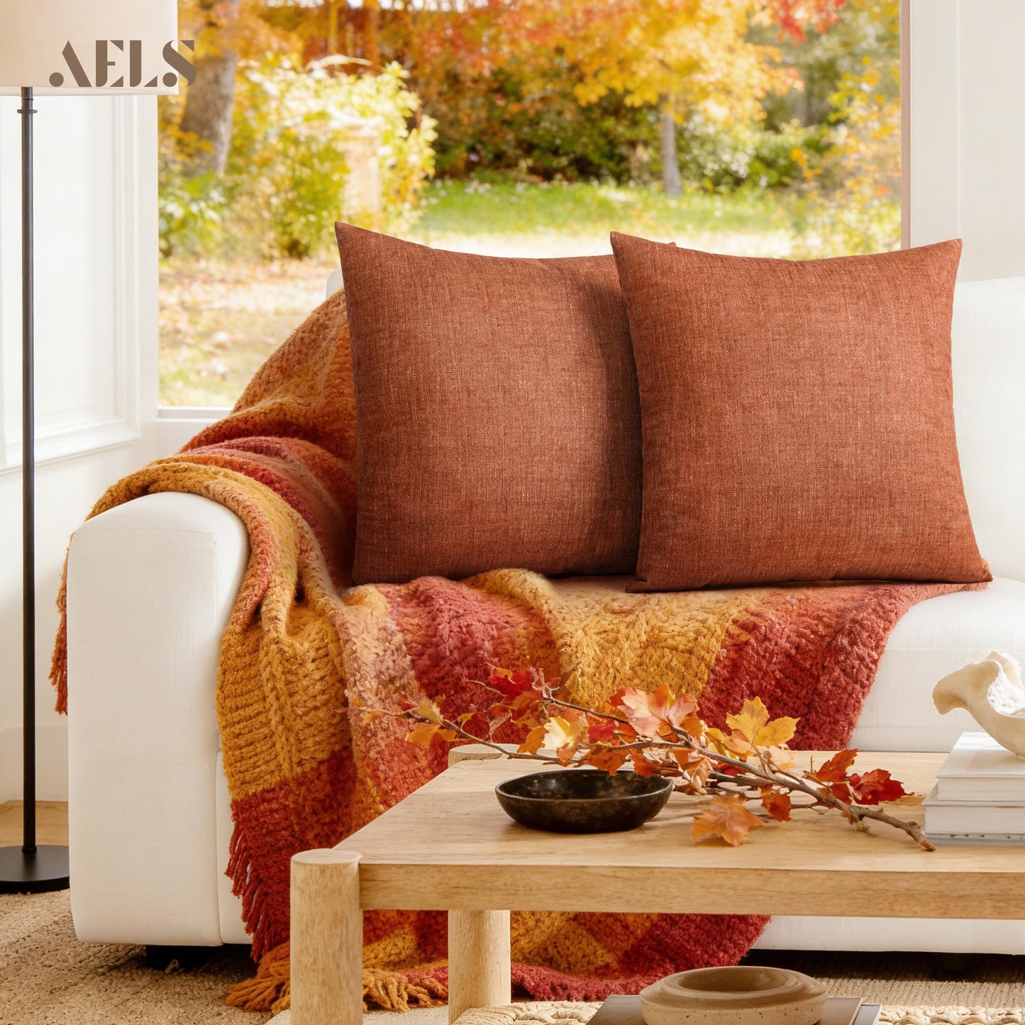 AELS Decorative Throw Pillow Covers 16x16, Set of 2, Soft Textured Look Printed Pillow Case, Modern Farmhouse Cushion Case for Bed Couch Sofa, Light Olive Green (Covers Only)