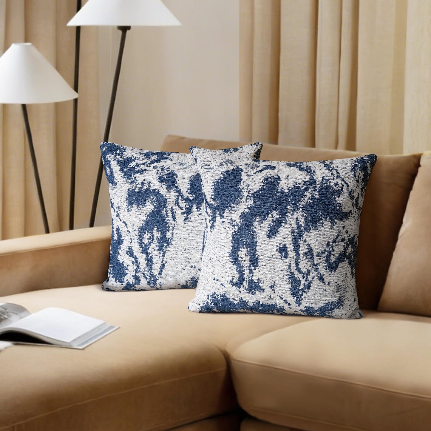 AELS Decorative Throw Pillow Covers 18x18, Set of 2, Abstract Jacquard Textured Pillow Case, Modern Cushion Case for Bed Couch Sofa, Ombre Gray (Covers Only)