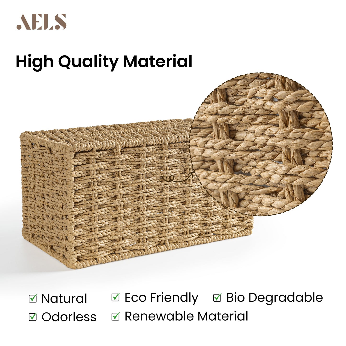 Farmhouse Tissue Box Cover Square, Hand Woven Strawpaper Facial Tissue Paper Holder, Cute Tissue Box Holder Square, Boho Bathroom Decor Box for Tissues Cube Box w/Elastic Bottom, Beige