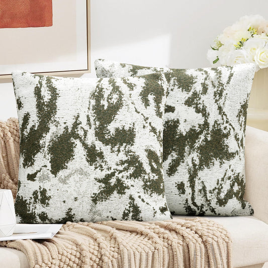 AELS Decorative Throw Pillow Covers 18x18, Set of 2, Abstract Jacquard Textured Pillow Case, Modern Cushion Case for Bed Couch Sofa, Ombre Gray (Covers Only)