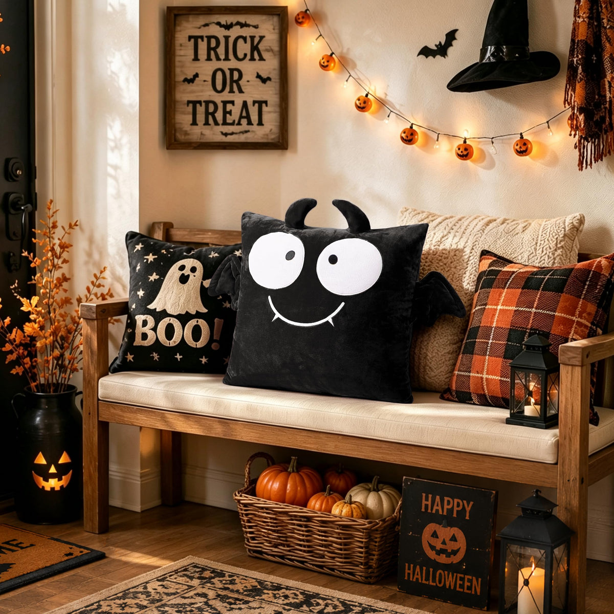 AELS Halloween Monster Pillow Covers 18x18 Inch Set of 2, Red