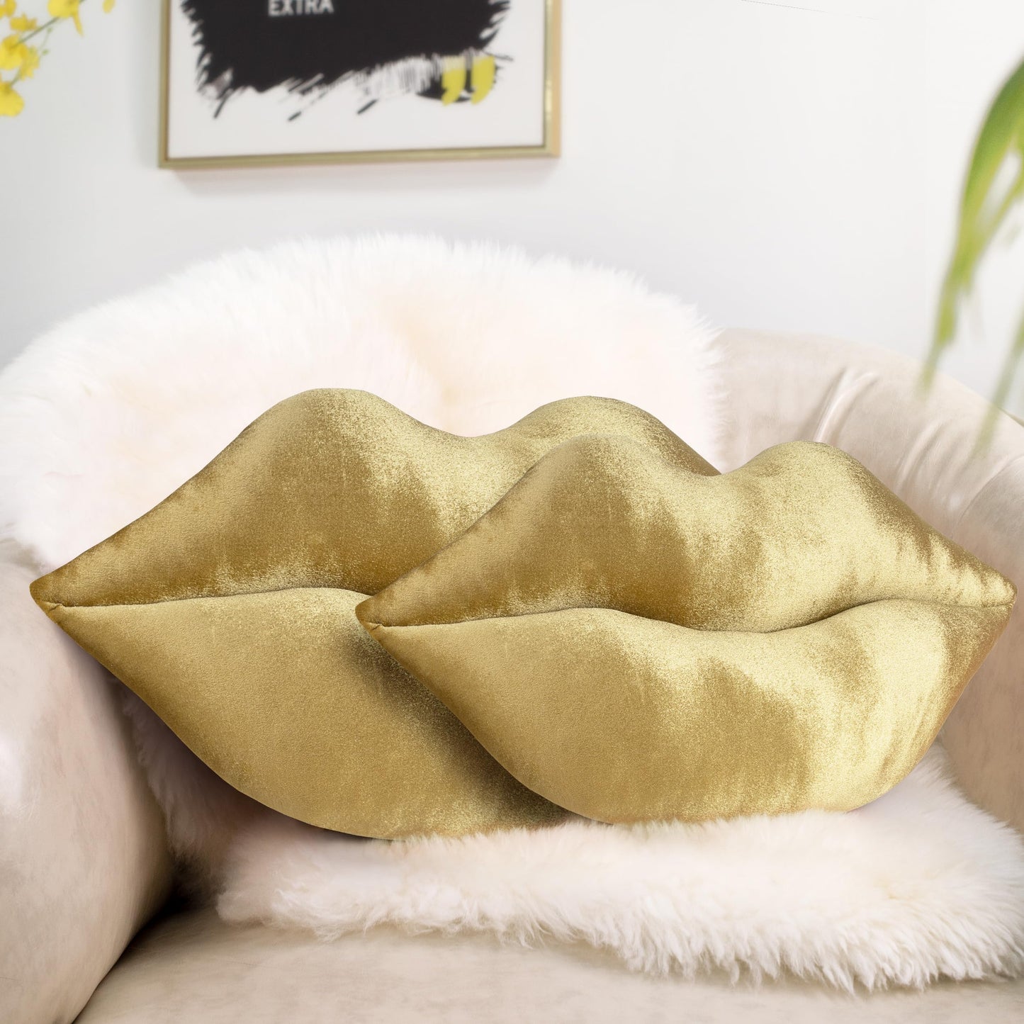 AELS 3D Large Lips Throw Pillows, Soft Decorative Love Pillows, Velvet Cute Pillow, 24 x 12 inches for Couch, Sofa, Bed, Living Room, Bedroom, Red