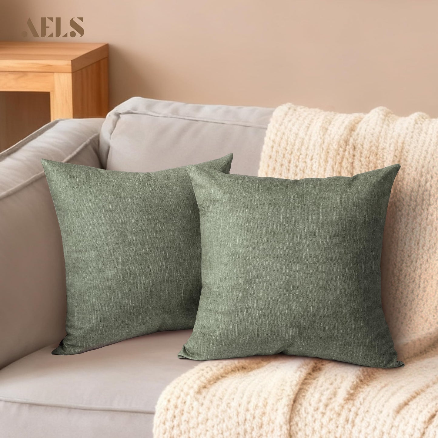 AELS Decorative Throw Pillow Covers 16x16, Set of 2, Soft Textured Look Printed Pillow Case, Modern Farmhouse Cushion Case for Bed Couch Sofa, Mustard Yellow (Covers Only)