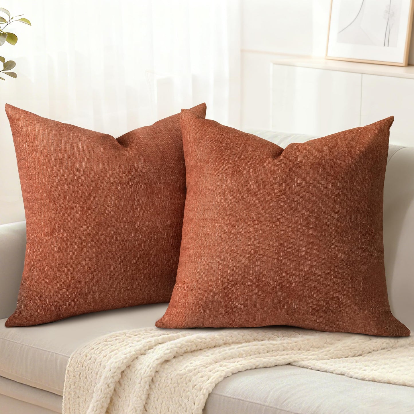 AELS Decorative Throw Pillow Covers 16x16, Set of 2, Soft Textured Look Printed Pillow Case, Modern Farmhouse Cushion Case for Bed Couch Sofa, Mustard Yellow (Covers Only)